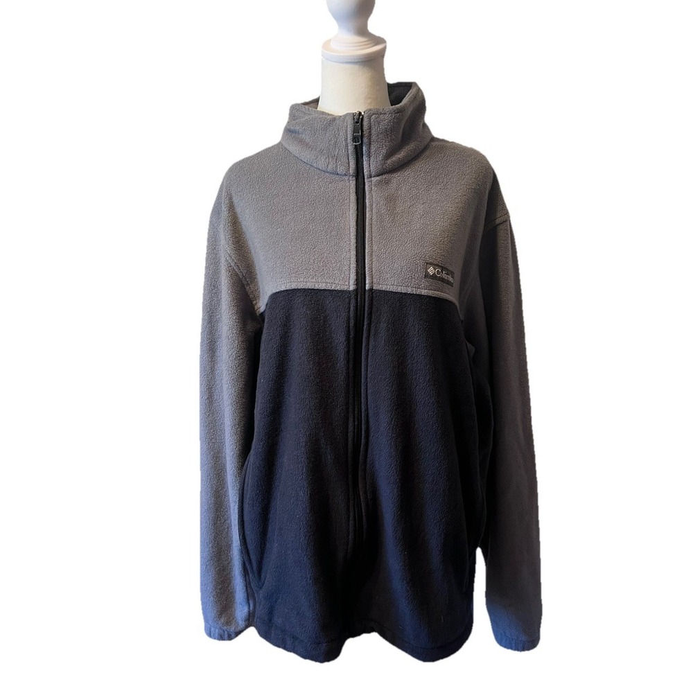 Columbia Mount Grant Two Tone Fleece Full Zip Jacket Hiking Camp Men's XL Flaw